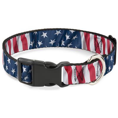 Plastic Clip Collar - American Flag Vertical CLOSE-UP