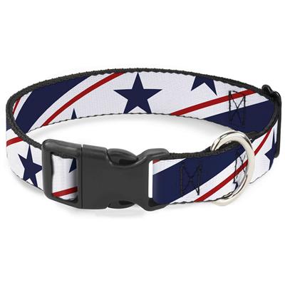 Plastic Clip Collar - Americana Diagonal Stars & Stripes White/Red/Blue
