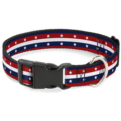 Plastic Clip Collar - Americana Stripe w/Stars Blue/Red/White