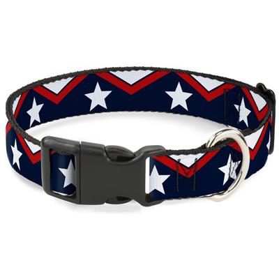 Plastic Clip Collar - American Chevron & Stripes White/Red/Blue