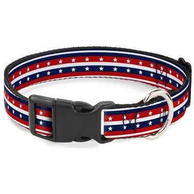 Plastic Clip Collar - Americana Stripe w/Stars2 Blue/Red/White