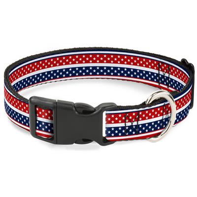 Plastic Clip Collar - Americana Stripe w/Mini Stars Blue/Red/White