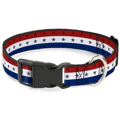Plastic Clip Collar - Americana Star Stripes Red/White/Blue