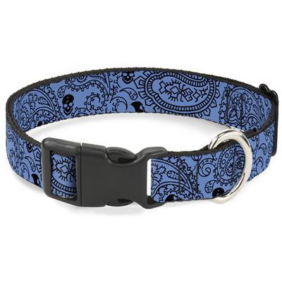Plastic Clip Collar - Bandana/Skulls Baby Blue/Black