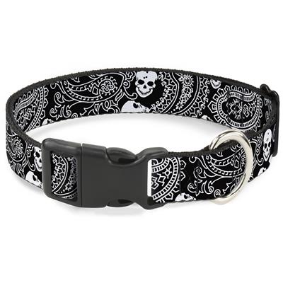 Plastic Clip Collar - Bandana/Skulls Black/White