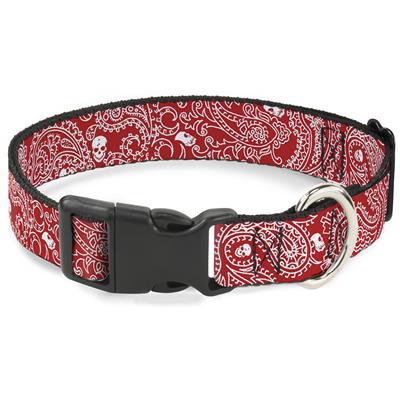 Plastic Clip Collar - Bandana/Skulls Red/White