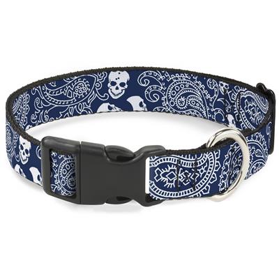 Plastic Clip Collar - Bandana/Skulls Royal/White