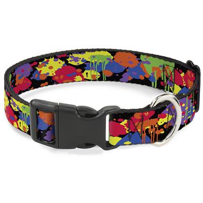 Plastic Clip Collar - Buckle-Down Paint Splatter Black/Neon