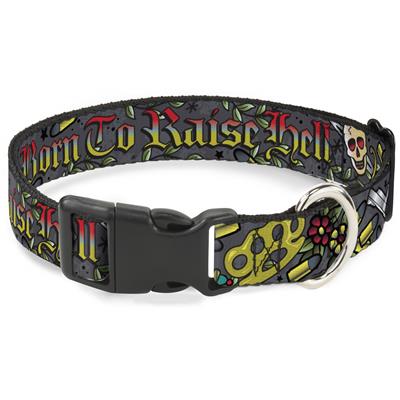 Plastic Clip Collar - Born to Raise Hell Gray