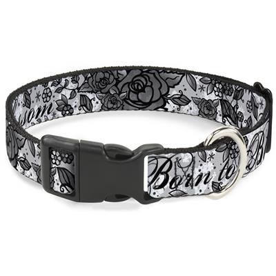 Plastic Clip Collar - Born to Blossom Black/White