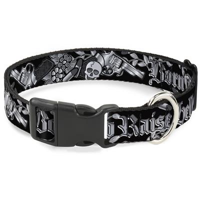 Plastic Clip Collar - Born to Raise Hell Black/White