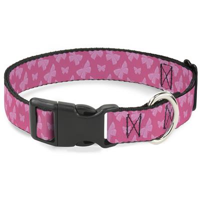 Plastic Clip Collar - Butterflies Pink