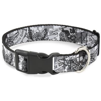 Plastic Clip Collar - Buckle-Down Skull w/Roses