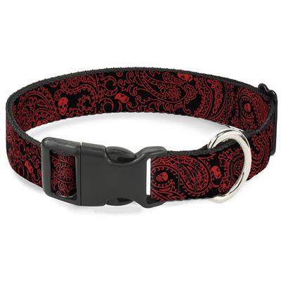 Plastic Clip Collar - Bandana/Skulls Black/Red