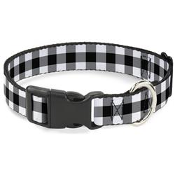Plastic Clip Collar - Buffalo Plaid Black/White