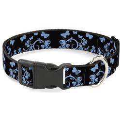 Plastic Clip Collar - Butterfly Garden Black/Blue