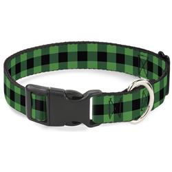 Plastic Clip Collar - Buffalo Plaid Black/Neon Green