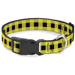 Plastic Clip Collar - Buffalo Plaid Black/Neon Yellow