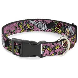 Plastic Clip Collar - Born to Raise Hell CLOSE-UP Pink