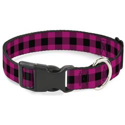 Plastic Clip Collar - Buffalo Plaid Black/Fuchsia