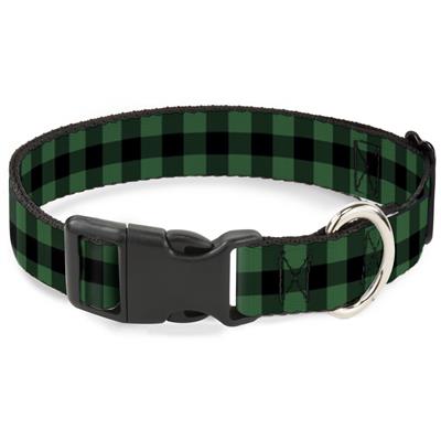 Plastic Clip Collar - Buffalo Plaid Black/Green