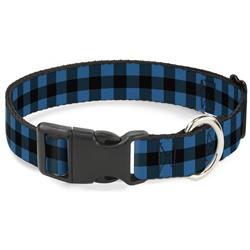 Plastic Clip Collar - Buffalo Plaid Black/Turquoise