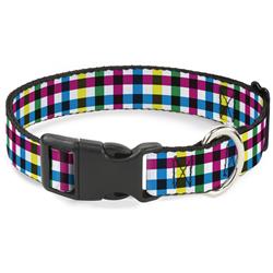 Plastic Clip Collar - Buffalo Plaid White/Multi Color