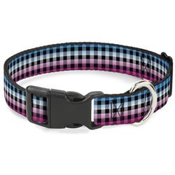 Plastic Clip Collar - Buffalo Plaid Turquoise/Fuchsia Fade