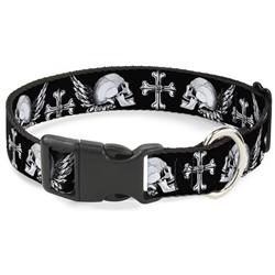 Plastic Clip Collar - Buckle-Down Skulls w/Wings Black/White