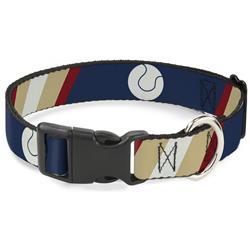 Plastic Clip Collar - Ball/Stripes Tan/Blue/Burgundy