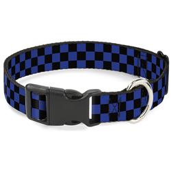 Plastic Clip Collar - Checker Black/Neon Blue
