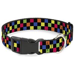 Plastic Clip Collar - Checker Black/Multi Neon
