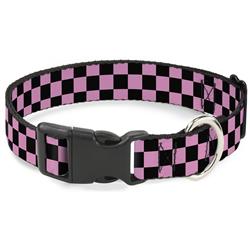 Plastic Clip Collar - Checker Black/Baby Pink