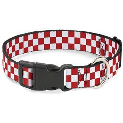 Plastic Clip Collar - Checker Red/White