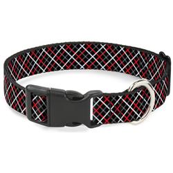 Plastic Clip Collar - Criss Cross Plaid Black/Gray/Red