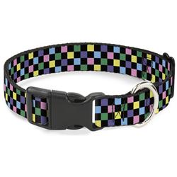 Plastic Clip Collar - Checker Black/Multi Pastel