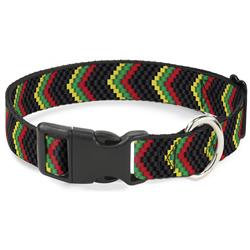 Plastic Clip Collar - Chevron Weave Black/Rasta