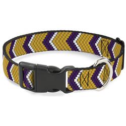 Plastic Clip Collar - Chevron Weave Gold/Purple/White