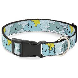 Plastic Clip Collar - Cloudy Skies Rain Clouds White/Blues