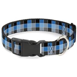 Plastic Clip Collar - Checker Mosaic Blue