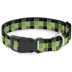 Plastic Clip Collar - Checker Mosaic Green