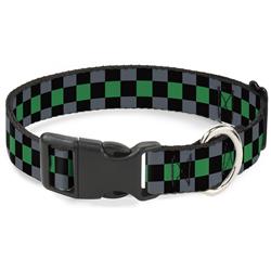 Plastic Clip Collar - Checker Black/Gray/1 Green
