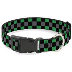 Plastic Clip Collar - Checker Black/Gray/2 Green