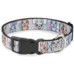 Plastic Clip Collar - Cute Bunnies Multi Pastel