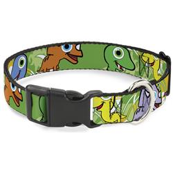 Plastic Clip Collar - Cute Dinosaurs Yellow/Green