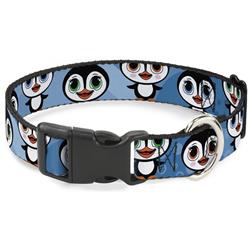 Plastic Clip Collar - Cute Penguins Blue Bubbles