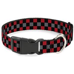 Plastic Clip Collar - Checker Black/Gray/2 Red