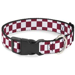 Plastic Clip Collar - Checker Crimson/White