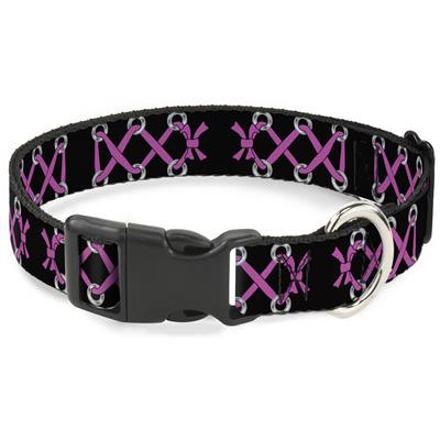 Plastic Clip Collar - Corset Lace Up Black/Fuchsia