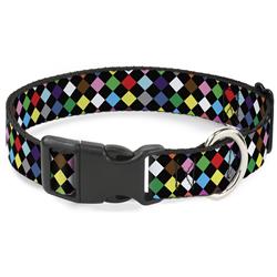 Plastic Clip Collar - Diamonds Black/Multi Color